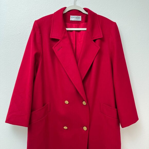 VTG Forecaster of Boston Red Wool Coat Double Breasted Made in USA Women's 18 - Picture 3 of 14